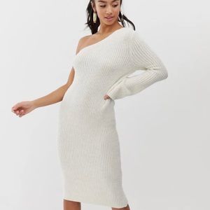 ASOS Petite one shoulder knitted midi dress